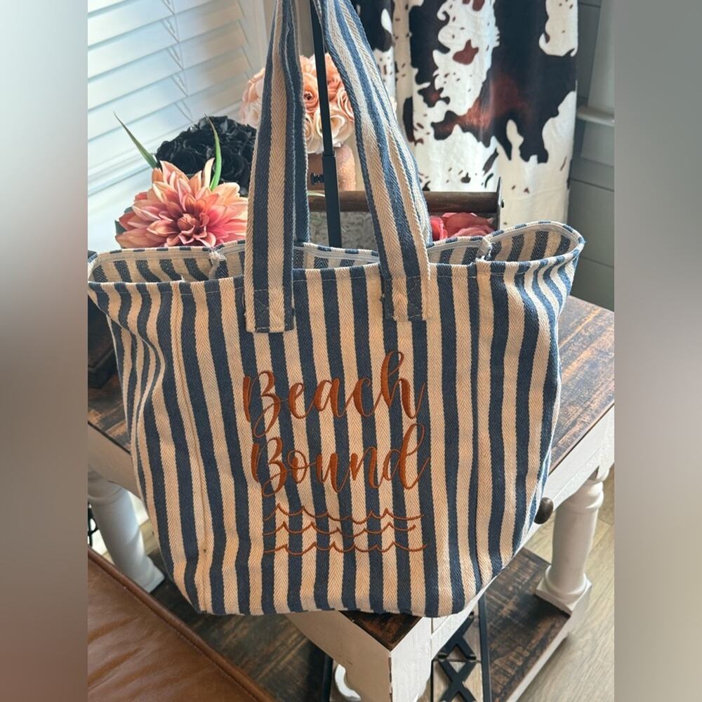 Maurices Blue and White Striped Tote